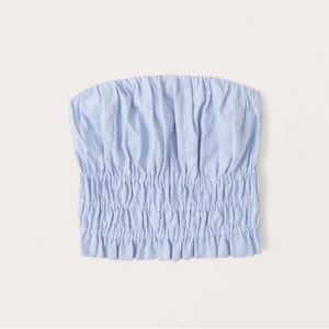 NWT Abercrombie & Fitch Strapless Linen-Blend Ruched Top Sz L